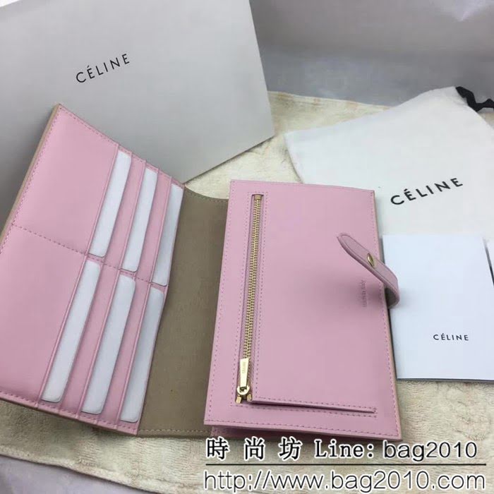 CELINE賽琳原單 專櫃 手掌紋牛皮搭扣拼色錢夾 4148 SL1684